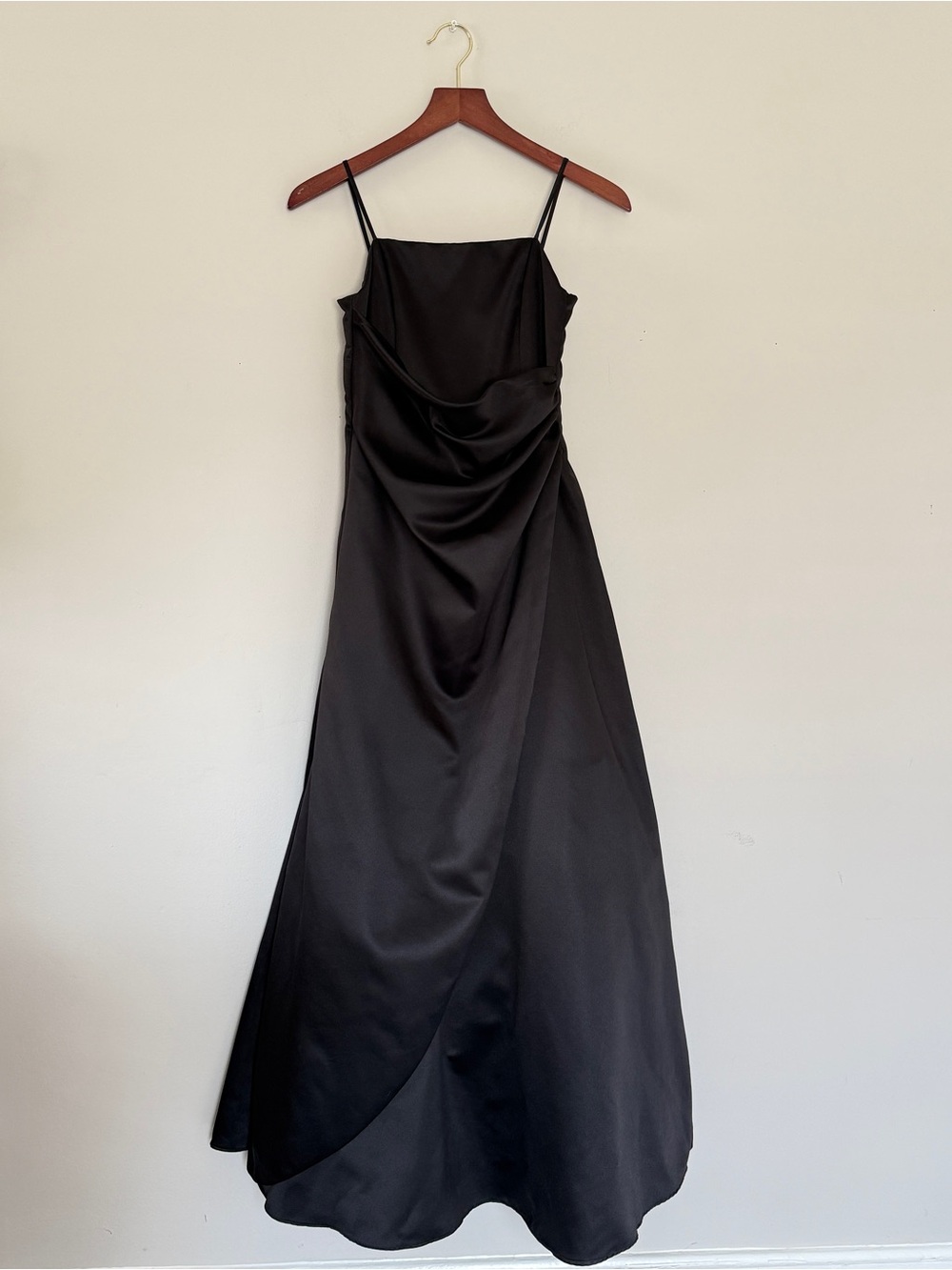 David's Bridal Black Satin Square-Neck Maxi Dress - Picture 9 of 9